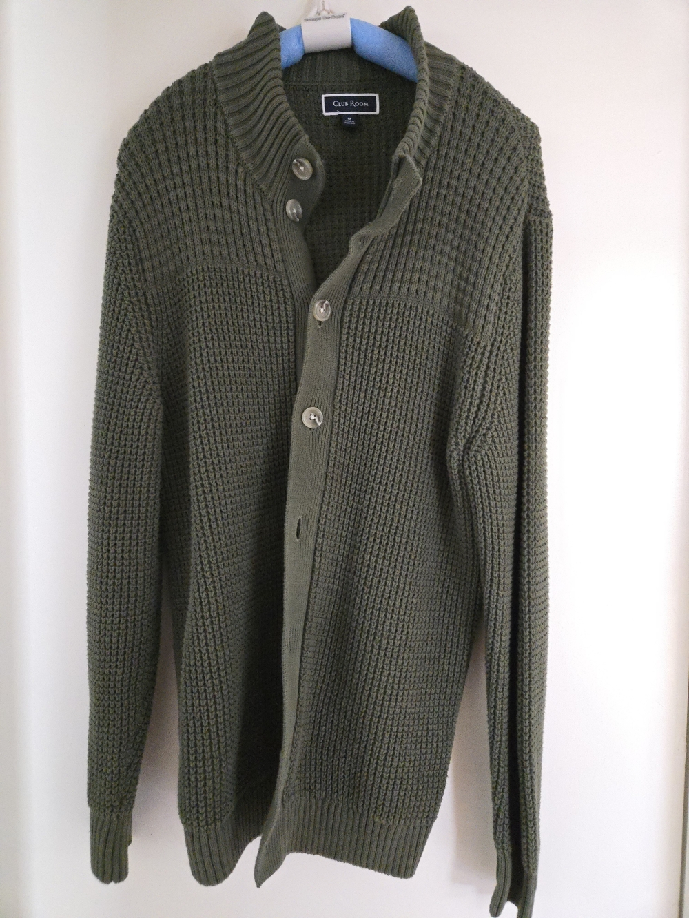 Club Room Olive Knit Shawl Collar Button Cardigan